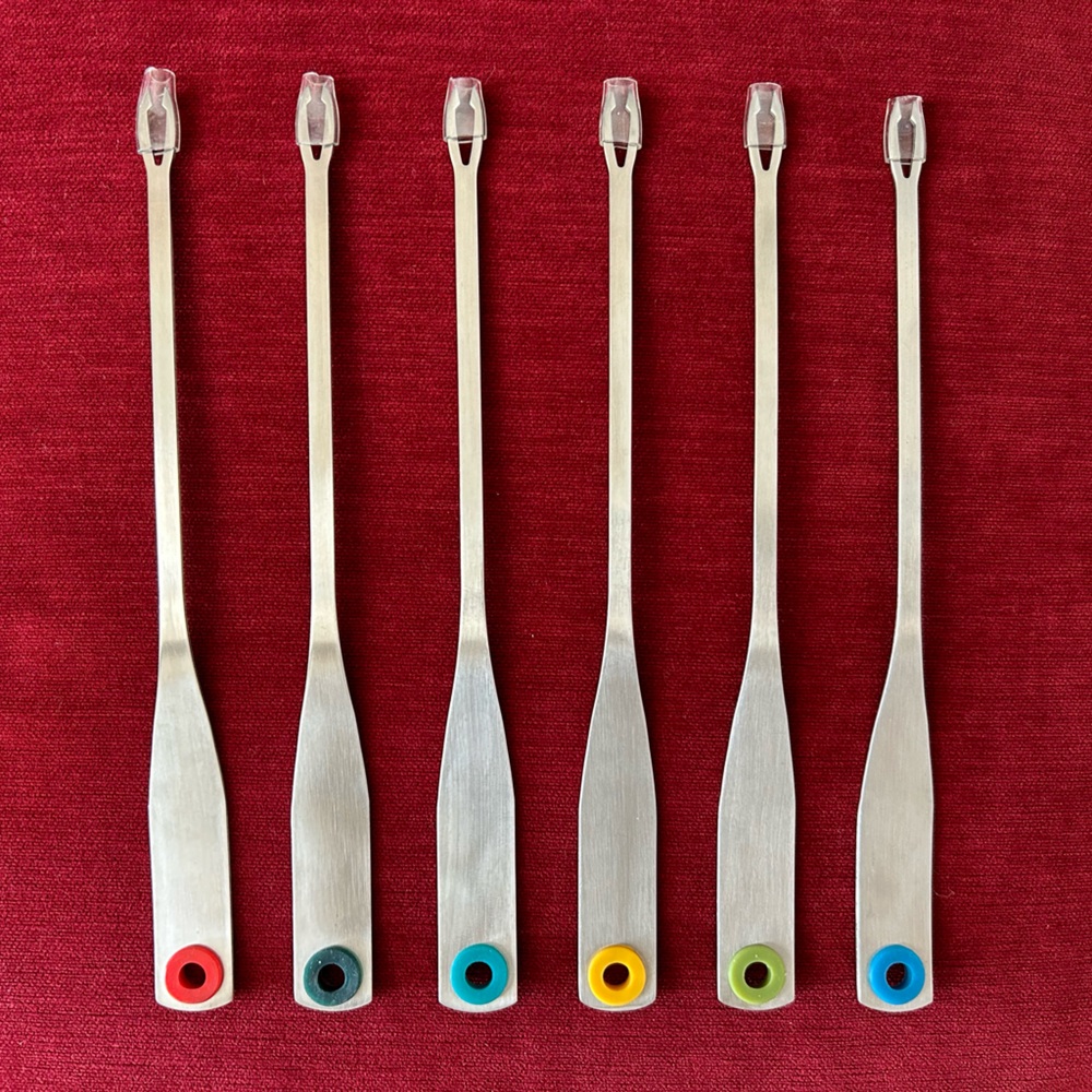 Set of 6 Color Coded FONDUE Forks with covers - Multicolors - 10in - Picture 1 of 9